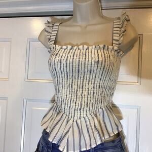 American Eagle Women Y2K Milkmaid Coquette Babydoll Top XL Smocked Cowgirl